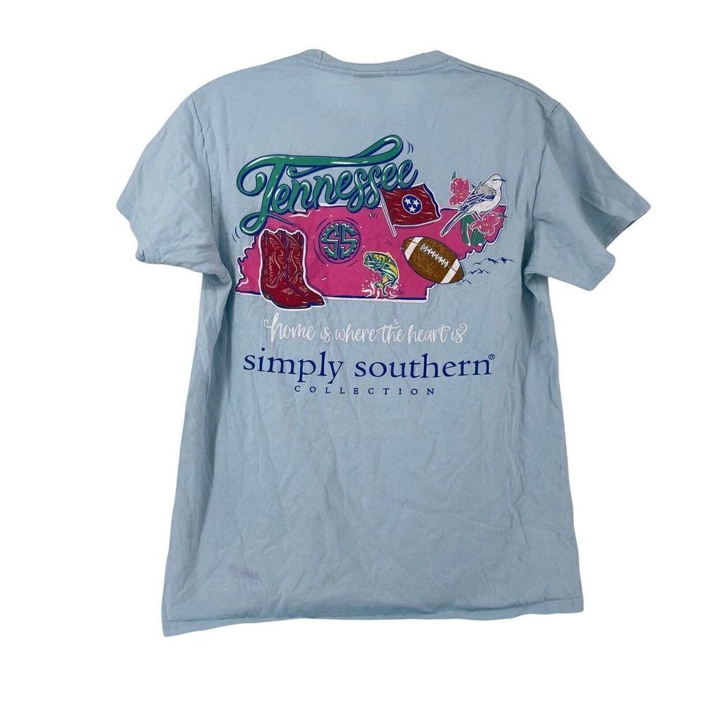Simply Southern T-Shirt Tennessee Nashville Home Is Where The Heart Is Blue S